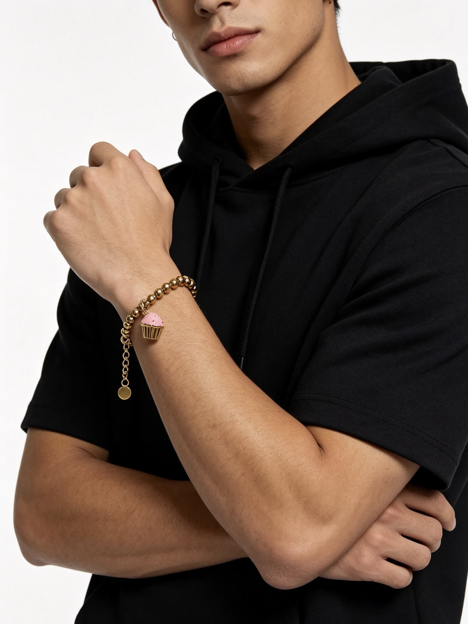 Tiffany & Co. Gold Bead Bracelet with Cupcake Charm